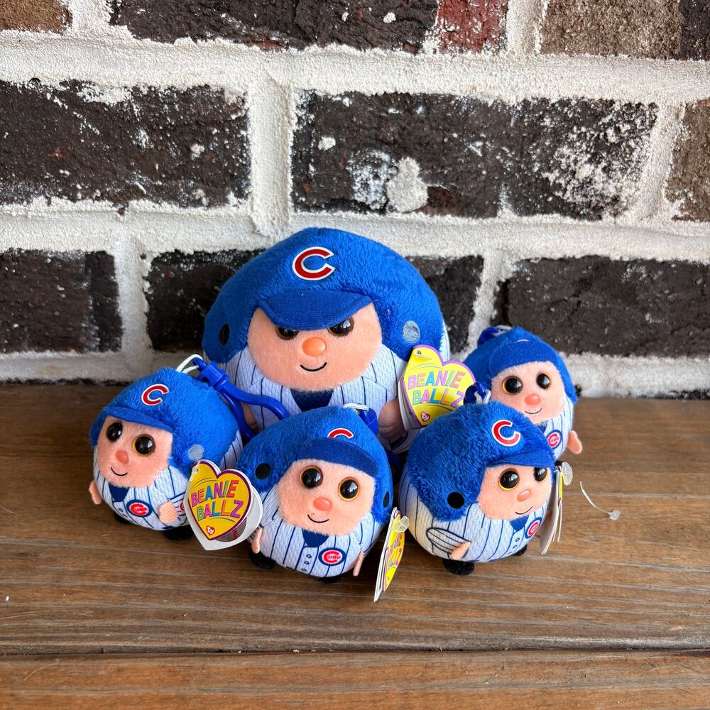 Ty Beanie Ballz Chicago Cubs MLB Plush Lot of 5 Mixed Sizes Some NWT